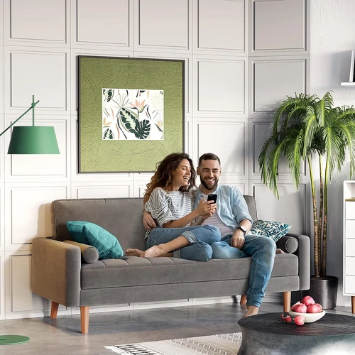 2 Sitzer Sofa Loveseat Kleine Sofa mit 2 Kissen und Armlehnen Sofa Set Loungsofa - Bild 22 von 42