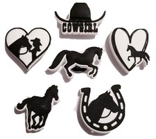 I Heart Horses Cowgirl Shoe Charms 6 PC Set NEW Croc Compatible For Shoes,