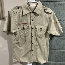 Boy Scout BSA UNIFORM Tan SHIRT Youth Large Short Sleeve E37