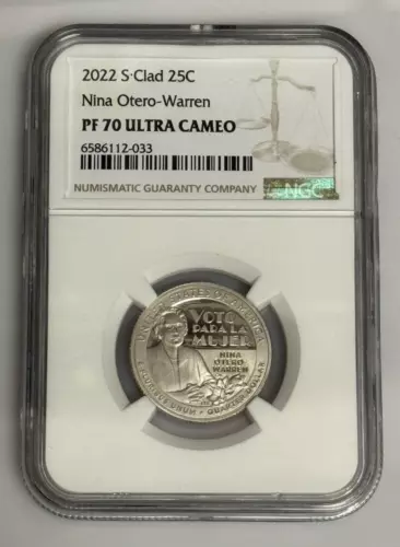 2022 S NINA OTERO-WARREN AW Quarter CLAD PROOF NGC PF 70 Ultra Cameo
