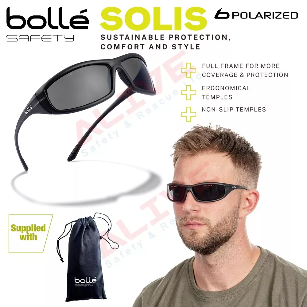 Bolle SOLIS Safety Glasses Polarized Anti-Scratch Lens UV Protection  Sunglasses