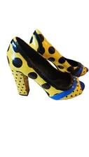Sexy Not Rated Polka Dot Block Heel Vibrant Y2K Pumps Shoes Womens Size 7