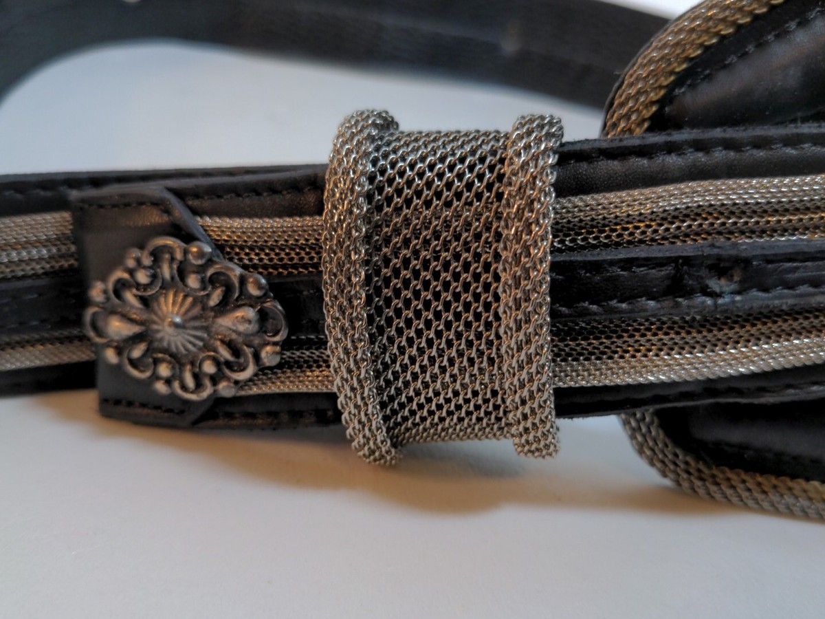 San Marcos Black Leather Belt – Minimal Silver Hardware RESERVED for M. / Sterling Silver Black Onyx Concho Belt  main image 3