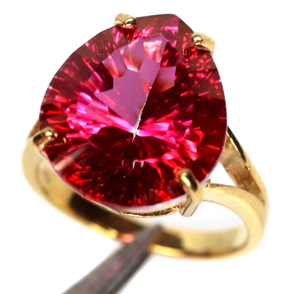 14 X 17 mm. Pear Red-Mystic Topaz Ring Silver 925 Sterling Size 7.75 - Image 2 of 4