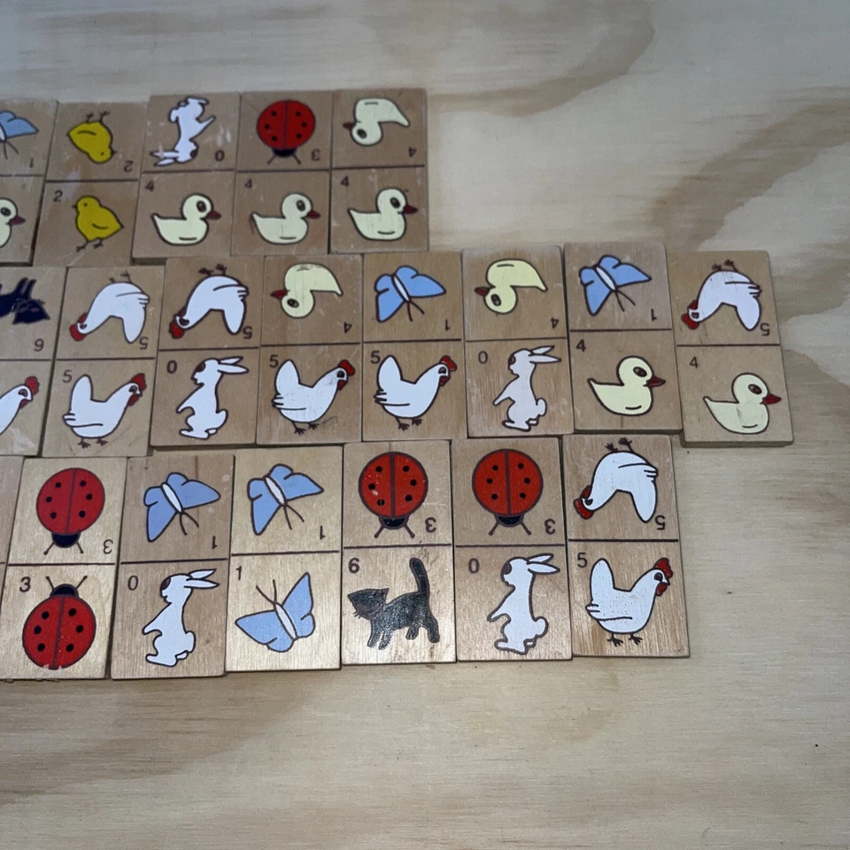 Juego de 24 fichas de dominó de madera animales piezas de repuesto lillian vernon sin caja Foto 4 de 4