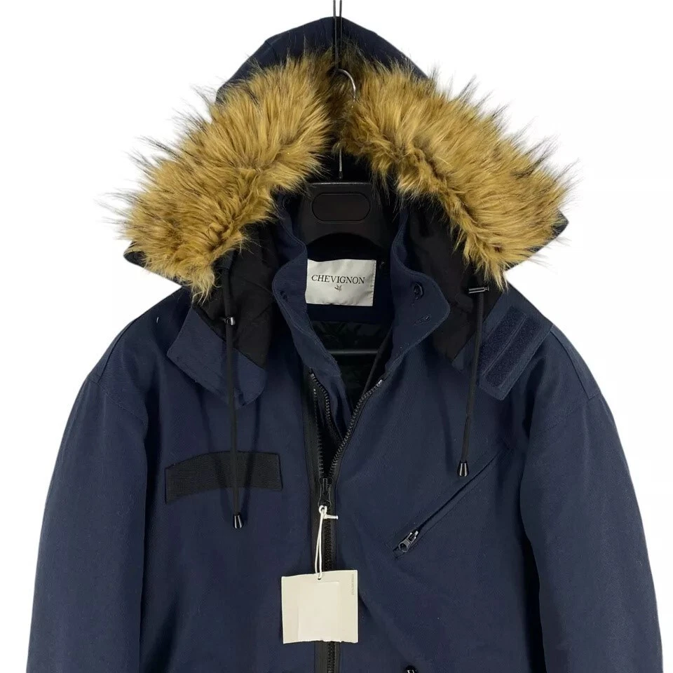 RRP 450€ Chevignon Hombre Azul Marino Acolchado Capucha Chaqueta Parka Talla XL - Imagen 2 de 4