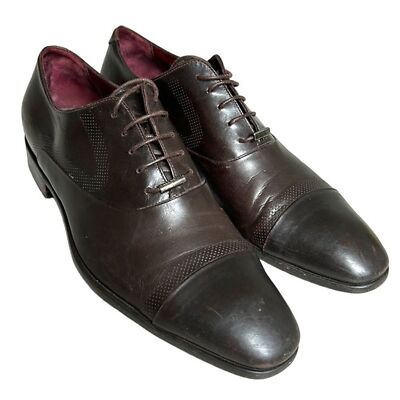 VALENTINO Brown Leather Lace Up Dress Shoes Size 41 men's