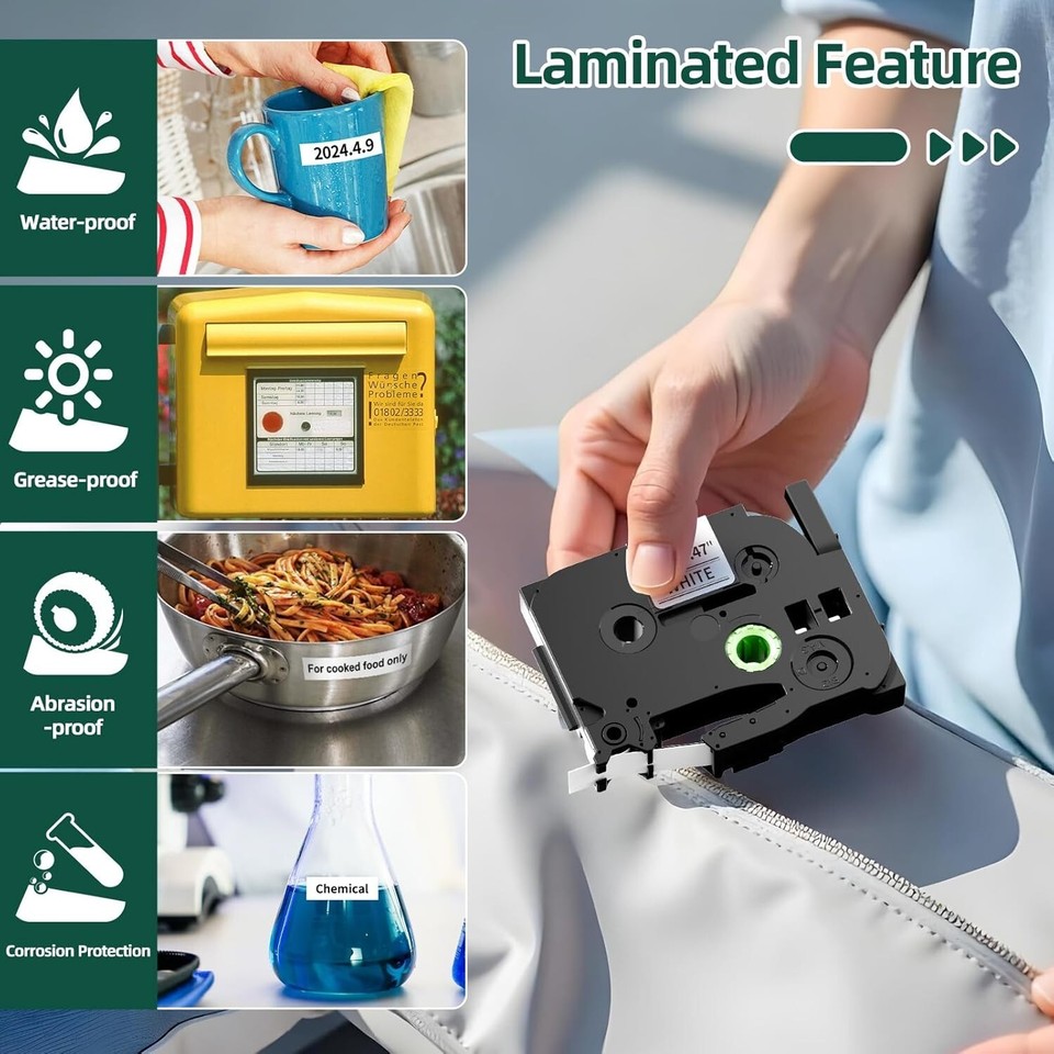 Rubans Adhésifs Brother TZe 231 - Pack De 5, 12mm, Compatible P-Touch, Résistants Et Neufs