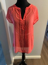 LIZ CLAIBORNE Sheer Pink Top Women's Size Small Shirts Womens Ladies Blouse Tops