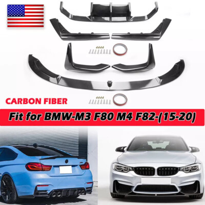 Carbon Black Bumper Diffuser Lip Spoiler Splitter Kit Fits F80 M3 F82 M4 15-2020