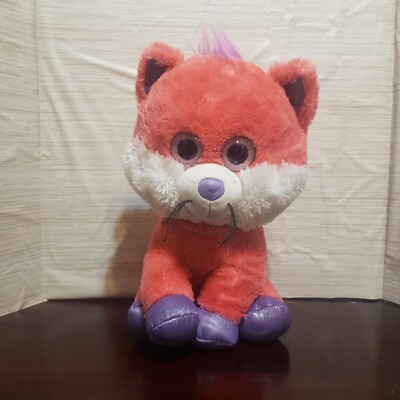 Toys R Us Large Pink Plush Fox Glitter Eyes Paws Ears Stuffed Animal 17'' excelle