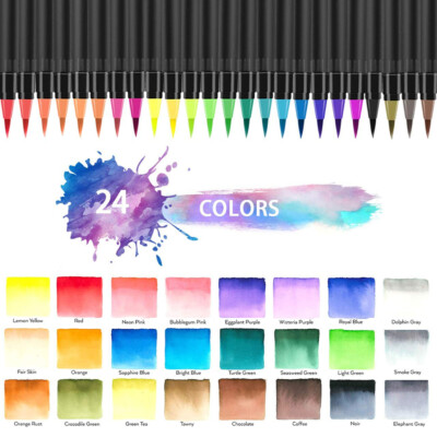 Flexible Real Brush Tips - 24 Colors Vibrant Paint Markers Pens for Art & Crafts