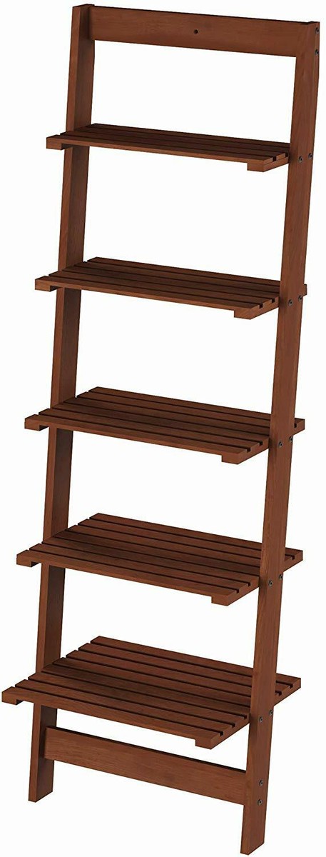 Leaning Ladder Shelf Modern Home Decor Bathroom Living Room Wooden