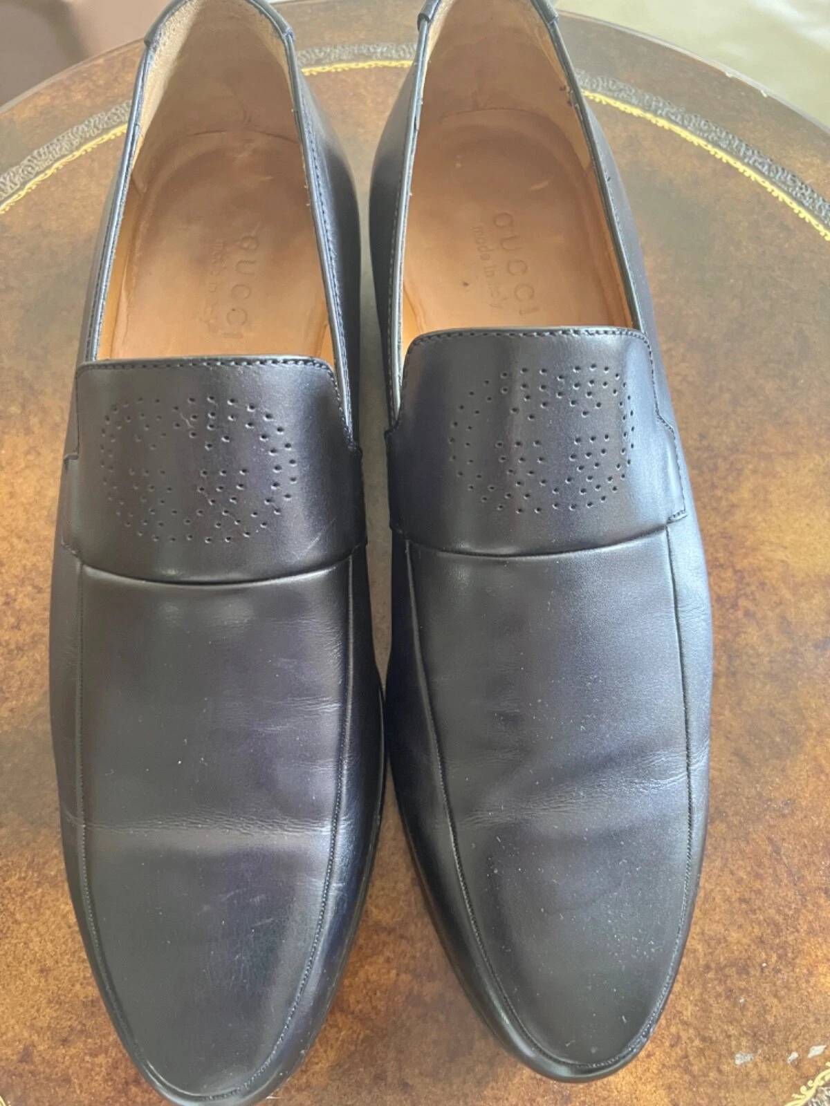 Mocassins homme Gucci cuir GG bleu taille 9,5 Gucci ou 10,5 US prix réduit !!