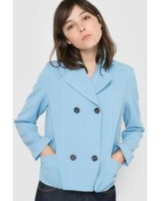 La Redoute Jacket With Double Collar Sky Blue Size Uk 18 Nh191 Ll 07