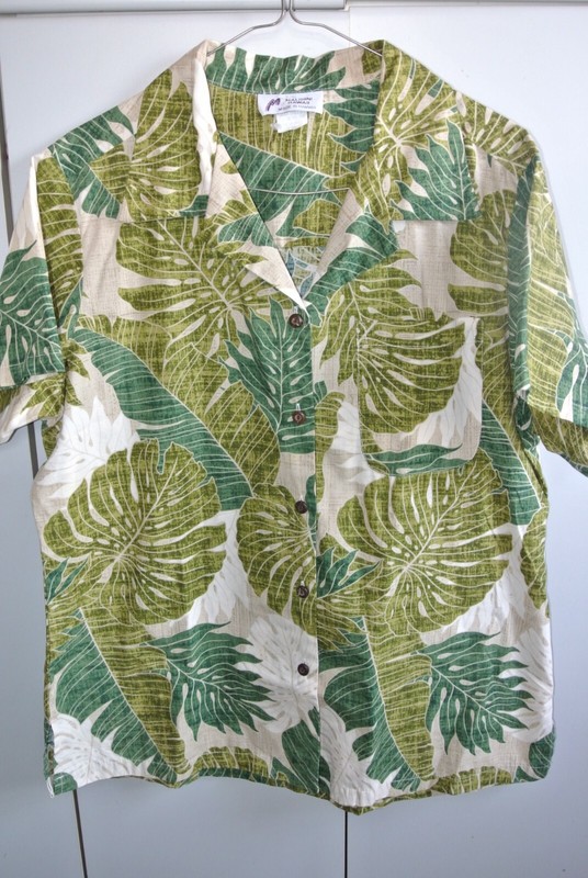 Malihini Womens XL Lush Palm & Monstera on Reverse White/Nice