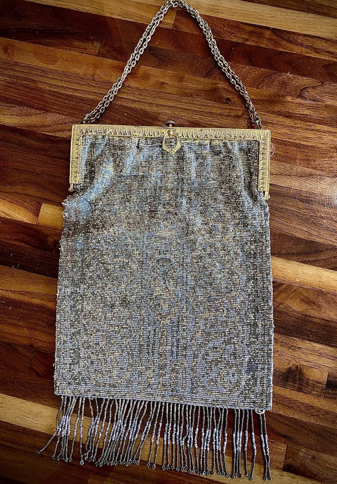 Винтажная Редкая Французская Стальная Вырезанная Микро Бисером 1920-е Арт Деко Сумка - Изображение 3 из 4