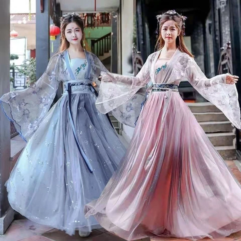 Traditional Chinese Women Flower Hanfu Dress Ancient Costume Tang Dynasty  Robe