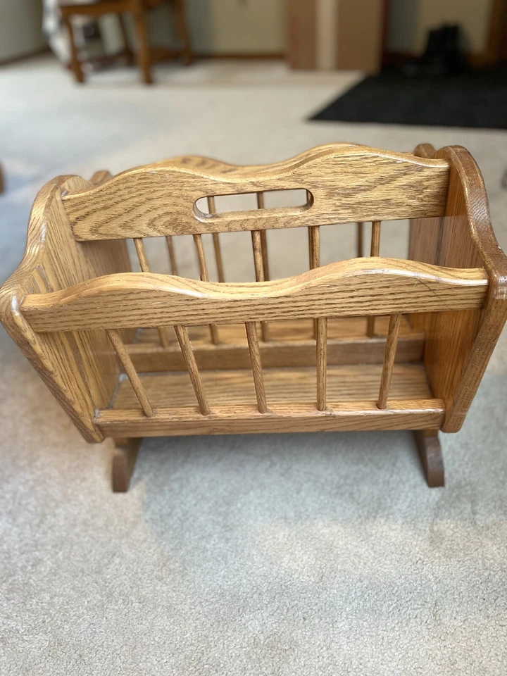 Revista Mid Century Roble Macizo Estantería Excelente Estado Madera Doble Cara Foto 3 de 4