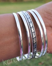 Plain Half Round 5 Set of Bangles 925 Sterling Silver Stacking Boho Bangle 5K15