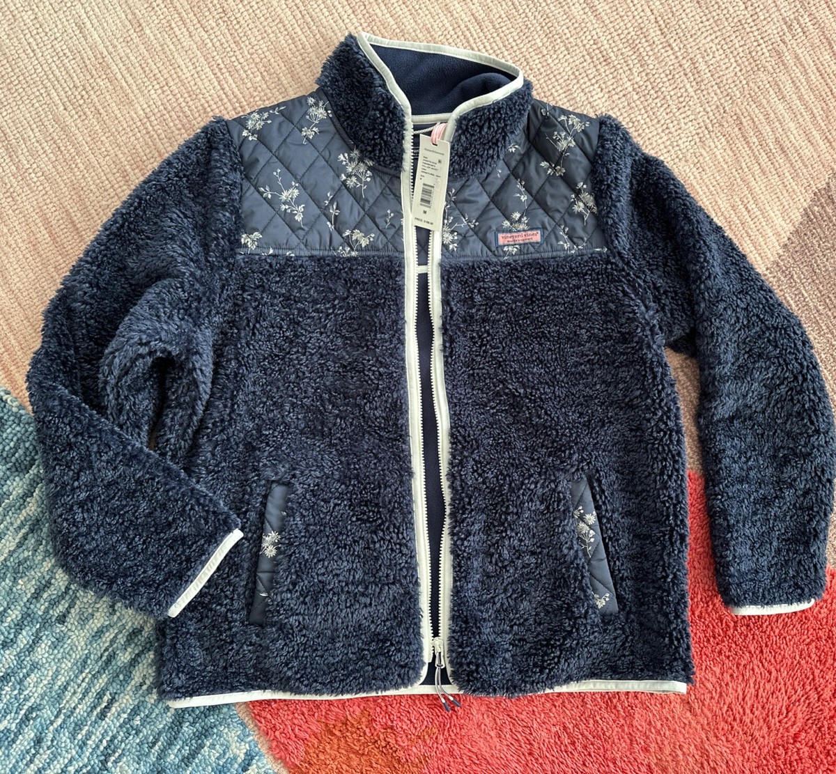 NWT Vineyard Vines Heritage Fleece Mix Sienna Floral Full-zip