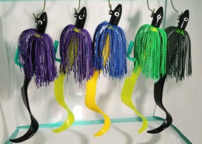 3oz ESOX MAGNUM TACKLE Black Magnum Jig Leopard 8/o hook 8'' Super Grub