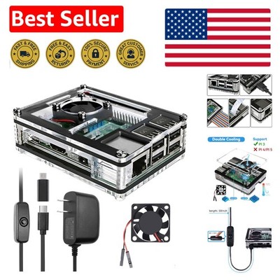 Raspberry Pi 3 B+ Clear Case with 3 Heatsinks for Exceptional Cooling & Style