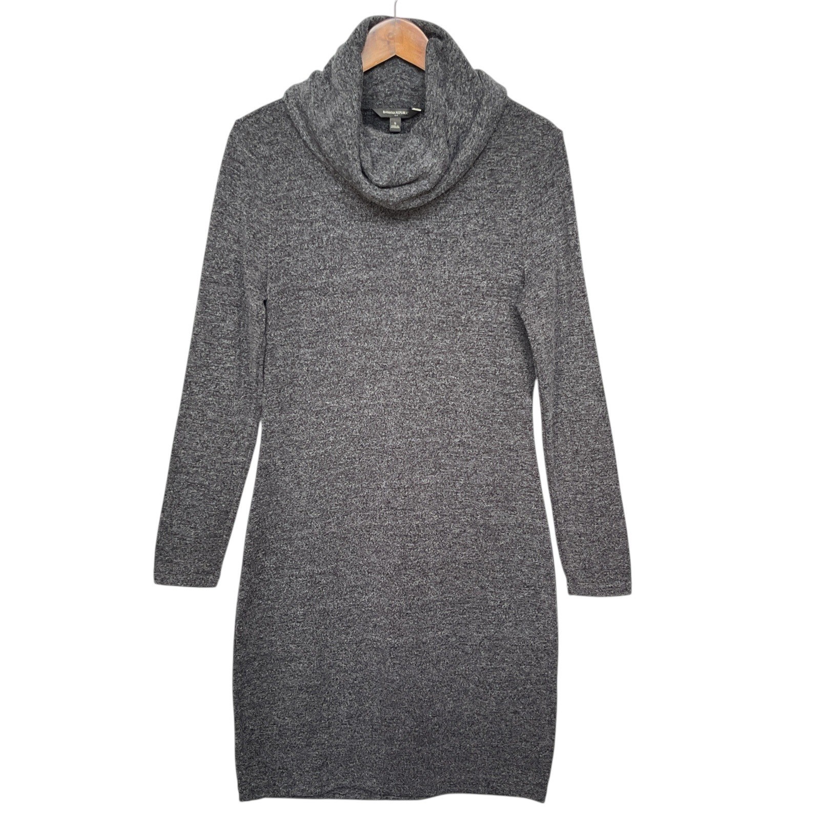 Banana Republic Gray Cowl Neck Long Sleeve Knit Sweater Dress Women's Small