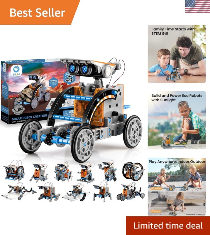 Solar-Powered 12-in-1 Robot Building Kit - Perfect Gift for Kids 8-13