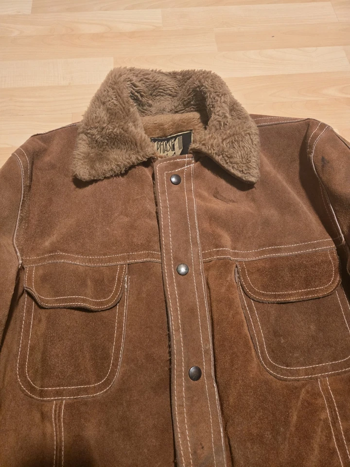 Vintage Phase III Hillard Jacket Western Suede Leather SZ 44 Brown Lined - Image 2 of 4