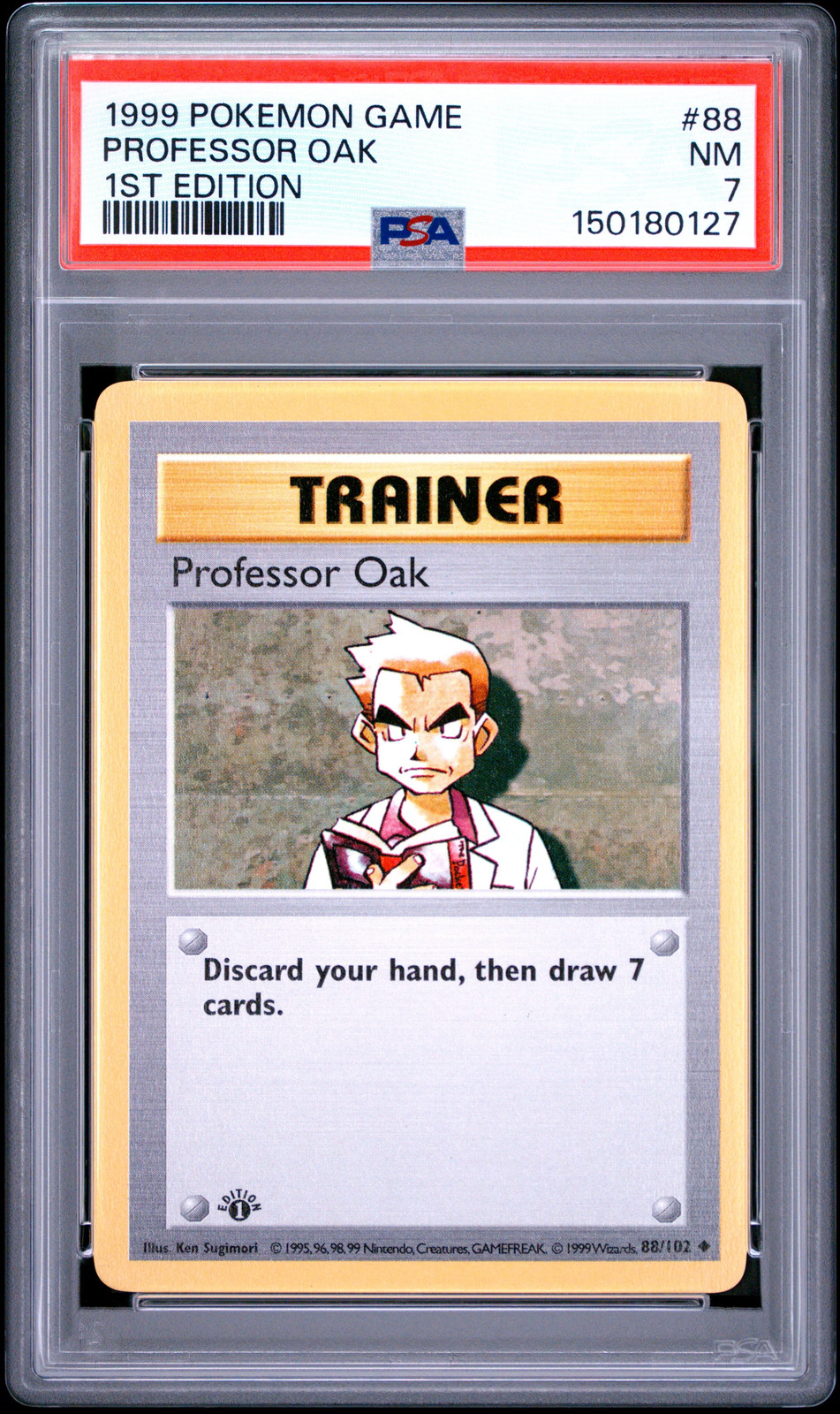 Professor Oak 1st Edition PSA 7 1999 Pokemon Base Set Shadowless #88