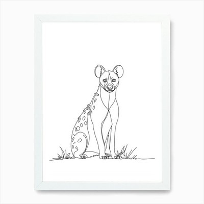 Hyena Line Kunstdruck gerahmt Wandbild Poster Leinwanddruck Bild