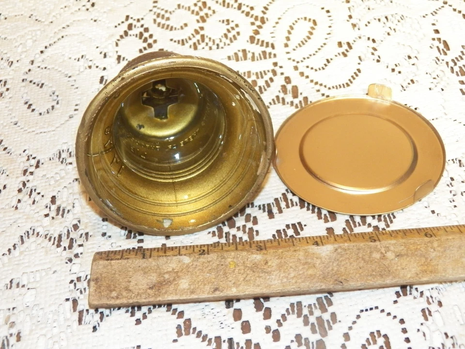 Contenedor de caramelos de vidrio pintado dorado LIBERTY BELL 1776 de 1920 Foto 4 de 4