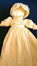 Vintage White Doll Cottagecore Doll Matching Bonnet Set, Embroidered, 2pc, 24 In