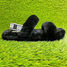 UGG Oh Yeah Womens Size 7 Black Casual Comfort Slip On Slide Slippers Shoes