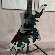 Explorer Electric Guitar Floyd Rose Bridge HH Pickups Black Hardware Rosemood