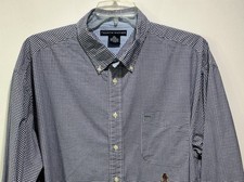 TOMMY HILFIGER Oxford Button Mens Shirt Blue Check Pattern Size XXL 100 Cotton