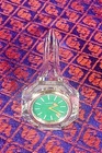 Vtg Marquis By Waterford Crystal Glass Golf Tee Desk Clock Germany Quartz Mvmt
