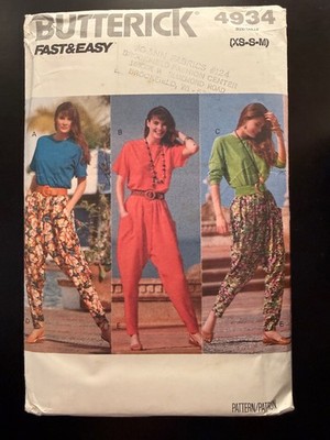 New Butterick 4934 Harem Hammer Pocket Pants T-shirt Sewing Pattern, 6-14