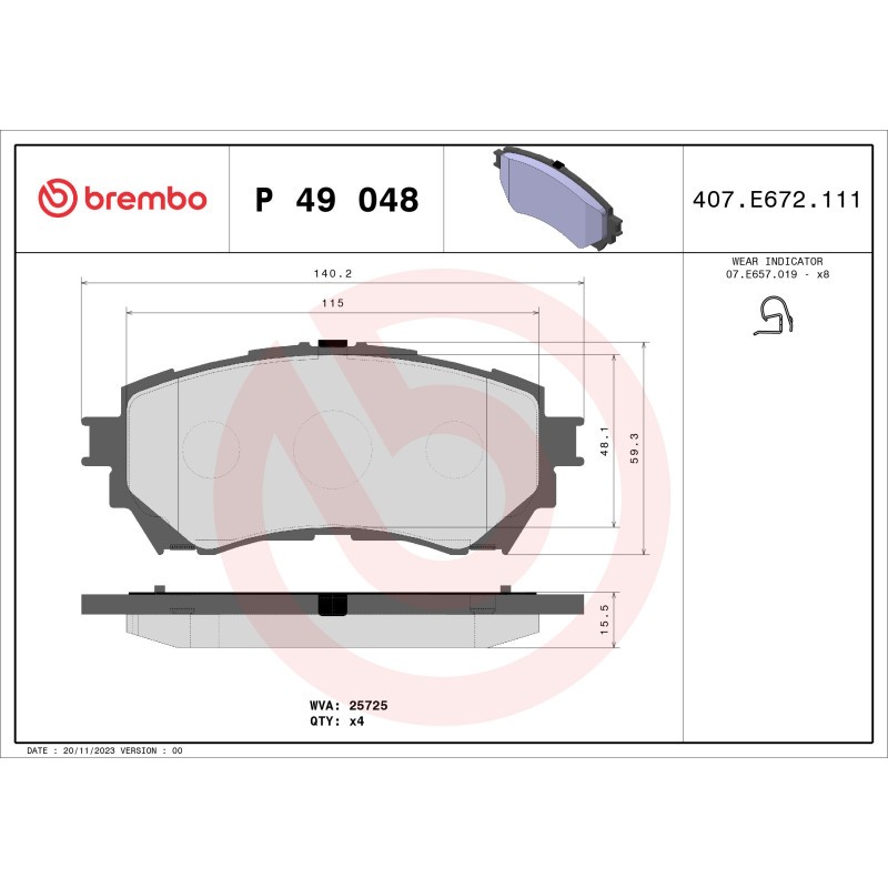 Brembo Bremsbelagsatz, Scheibenbremse P 49 048 Für Mazda (Faw) - Bild 4