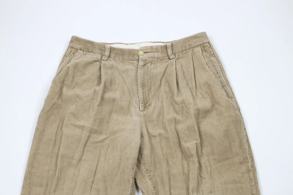 Pantalones chinos vintage años 90 Nautica para hombre 32x29 descoloridos plisados pierna ancha pana beige Foto 2 de 4