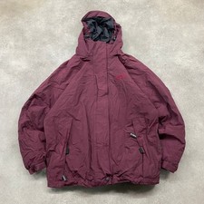 Jack Wolfskin Rain Jacket Womens Large Full Zip Hiking Windbreaker, Burgundy Red