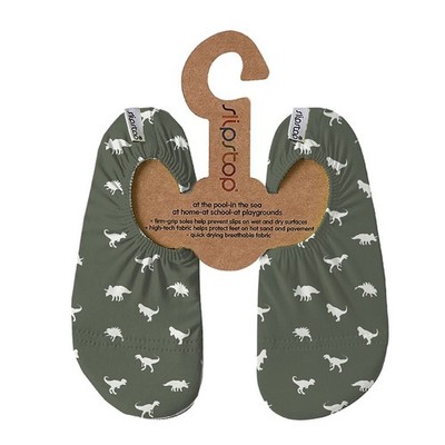 Slipstop Dino Green Badeschuhe Hausschuhe Antirutschsohle Barfußgefühl