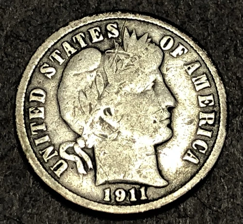 1911-S Barber Dime 90% Silver Fine F
