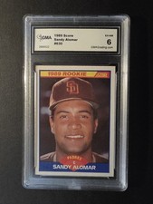 1989 Score Sandy Alomar #630 RC Rookie Card GMA 6 Padres. rookie card picture