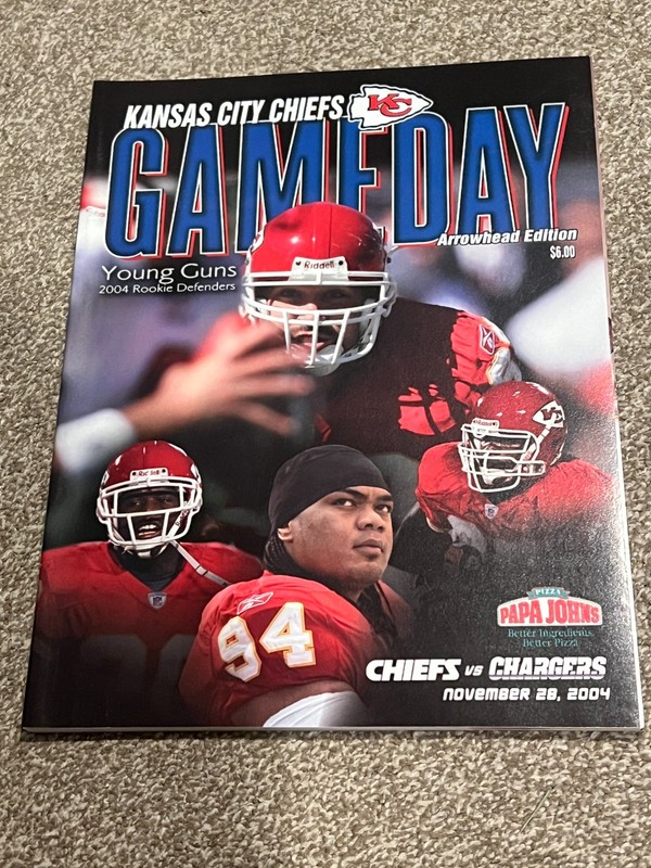 FOOTBALL PROGRAM KANSAS CITY CHIEFS SAN DIEGO CHARGERS 11/28 2004