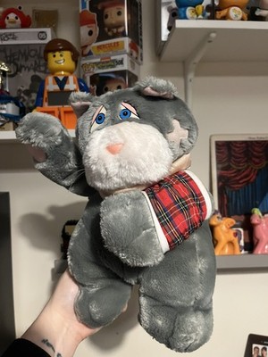 VINTAGE 1990er DREAMWORKS PATCH UP PETS GRAUE KATZE PLÜSCHTIER - süßes Kätzchen 