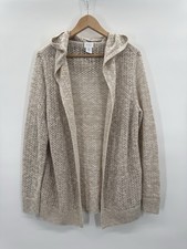 Sigrid Olsen Women XLarge Open Knit Caridgan Sweater Hooded Coastal Beach Preppy