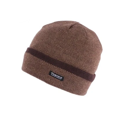 Bonnet Laine Marron Mode Revers Homme Femme Double Thermo Polaire Kanysk-Taille - Photo 1/3