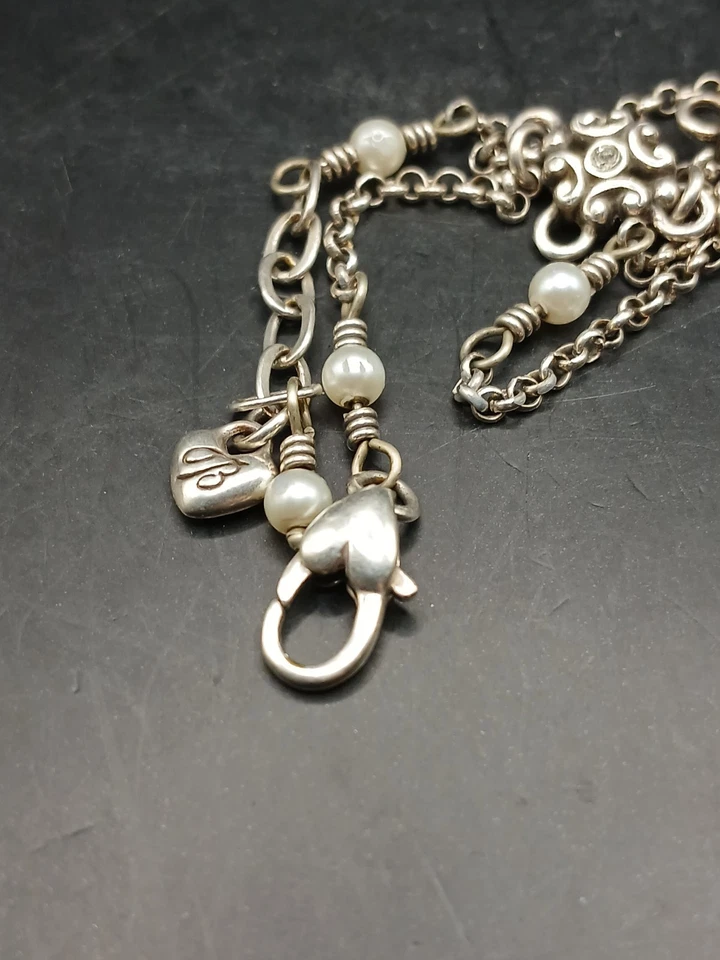 Brighton女式脚踝手链银盘人造珍珠水晶 — 第 2/4 张图片